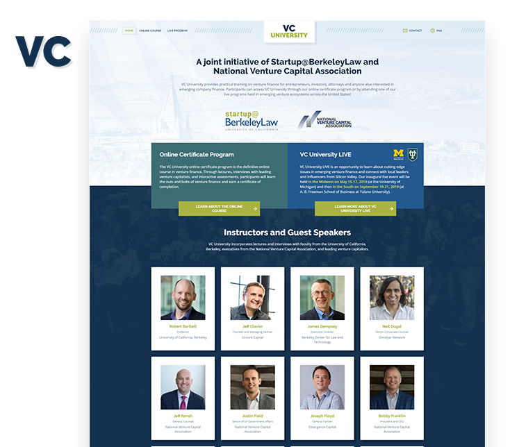 Venture Capital University historical website project